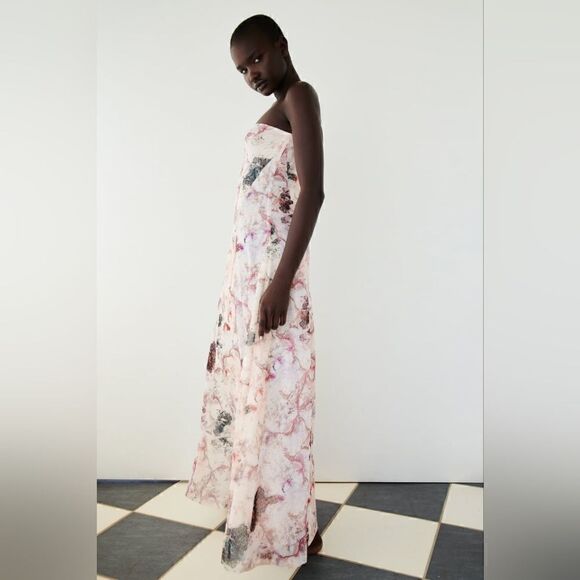 ZARA STRAPLESS STONE TULLE DRESS - Picture 7 of 11